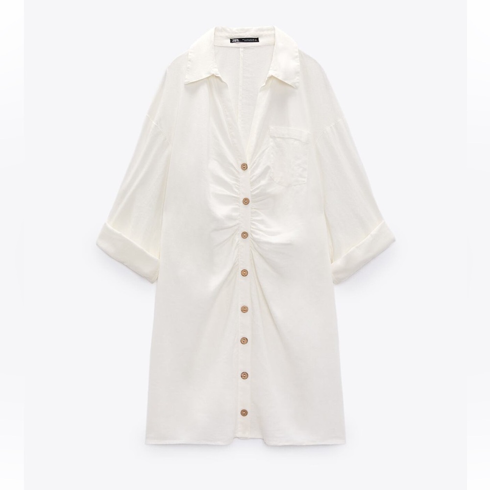 Linen blend white dress